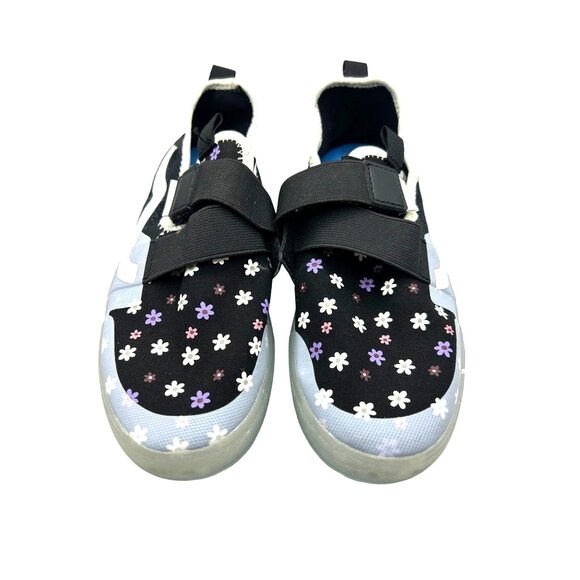 Vans Slip On Floral Strker Skate Sneakers Girls Size 3 Black White Translucent - Picture 2 of 11